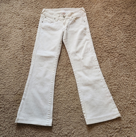 True Religion Jeans Women's 27 White Flare Cotton Stretch Boot Cut Made USA - Picture 2 of 14